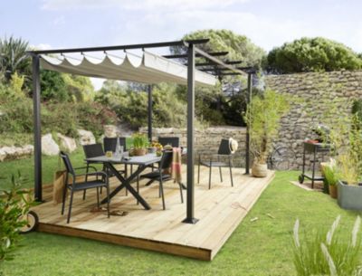 Table de jardin Ceram 198 en aluminium coloris graphite L.198 x l.104 x H.74 cm