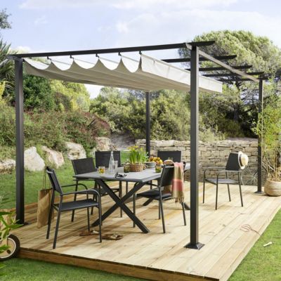 Table de jardin Ceram 198 en aluminium coloris graphite L.198 x l.104 x H.74 cm