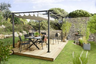 Table de jardin Ceram 198 en aluminium coloris graphite L.198 x l.104 x H.74 cm