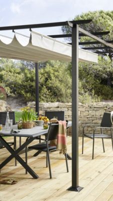 Table de jardin Ceram 198 en aluminium coloris graphite L.198 x l.104 x H.74 cm