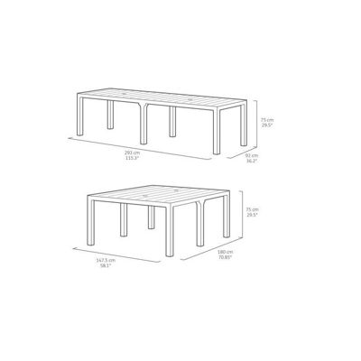 Table de Jardin coloris graphite - finition bois - ALLIBERT BY KETER modulable - 8 - 10 personnes - JULIE