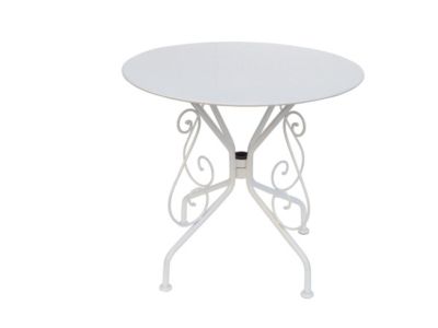 Table de jardin D.80 cm en métal façon fer forgé  - Blanc - GUERMANTES de MYLIA