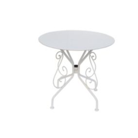 Table de jardin D.80 cm en métal façon fer forgé  - Blanc - GUERMANTES de MYLIA