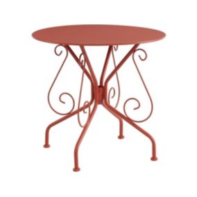 Table de jardin D.80 cm en métal façon fer forgé  - Terracotta - GUERMANTES de MYLIA