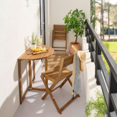 Table de jardin demi-lune pliante Lyco bois d'acacia l.70 x H.74 cm GoodHome