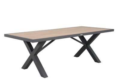 Table de jardin Emperia en aluminium coloris acacia/aluminium L.220 x l.99,5 x H.75,5 cm