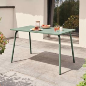 Table de jardin en acier 120 x 70 cm vert sauge Palavas  Oviala