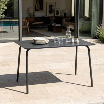 Table de jardin en acier 6 places 120 cm gris Palavas  Oviala