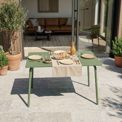 Table de jardin en acier 6 places 120 cm vert cactus Palavas  Oviala