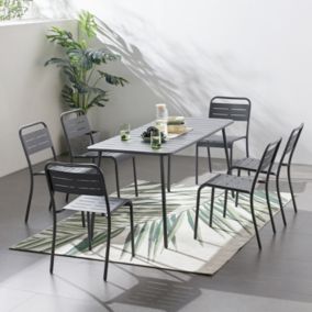 Table de jardin en acier 6 places BERGAME