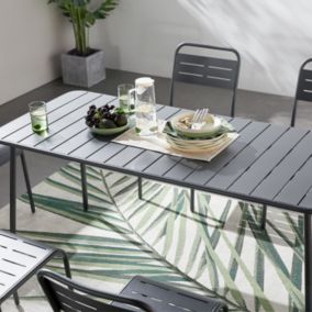 Table de jardin en acier 6 places gris foncé - BERGAME