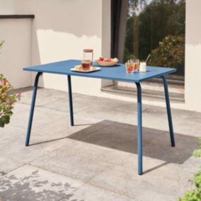 Table de jardin en acier bleu pacific Palavas  Oviala