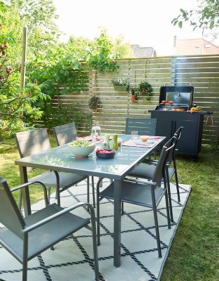 Table de jardin extensible Baradal en aluminium et verre coloris