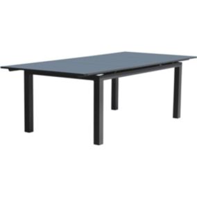 Table de jardin en aluminium anthracite avec rallonge automatique 240 à 300 cm Miami
