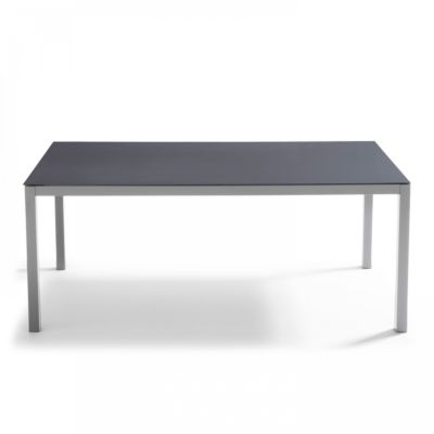 Table de jardin en aluminium avec plateau en verre gris