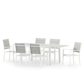 Table de jardin en aluminium blanc 6 personnes - Tokyo