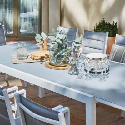 Table de jardin en aluminium blanc 6 personnes - Tokyo