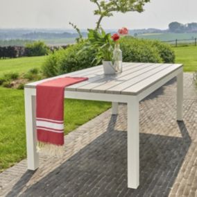 Table de jardin en aluminium blanc et gris 8 places