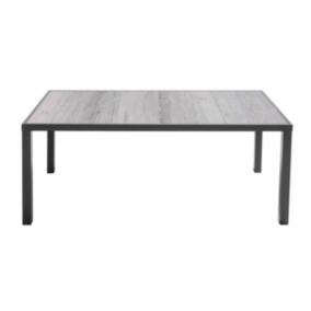 Table de jardin en aluminium et céramique effet bois grisé