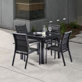 Table de jardin en aluminium extensible noir 4/8 places