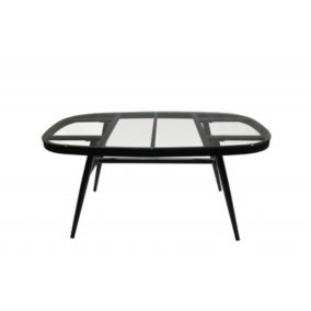 Table de jardin en aluminium gris plateau verre 6 places - PACIFIC