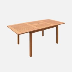 Table de jardin en bois 120-180cm - Almeria - Table rectangulaire avec allonge eucalyptus Intérieur / Extérieur