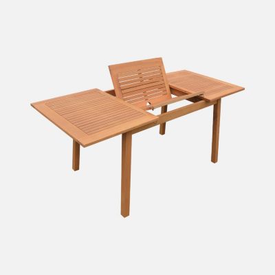 Table de jardin en bois 120-180cm - Almeria - Table rectangulaire avec allonge eucalyptus Intérieur / Extérieur