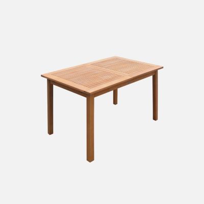 Table de jardin en bois 120-180cm - Almeria - Table rectangulaire avec allonge eucalyptus Intérieur / Extérieur