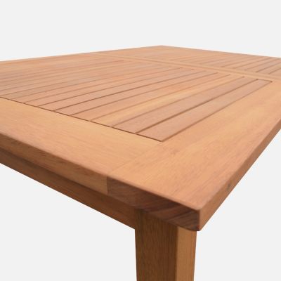 Table de jardin en bois 120-180cm - Almeria - Table rectangulaire avec allonge eucalyptus Intérieur / Extérieur