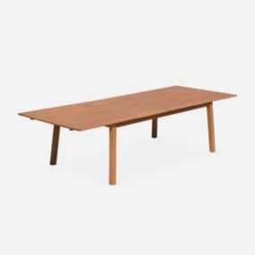 Table de jardin en bois 200-250-300cm - Almeria - Grande table rectangulaire avec allonge eucalyptus. Intérieur / Extérieur