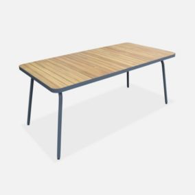 Table de jardin en bois d'acacia. acier anthracite. pieds pliables. 6 places