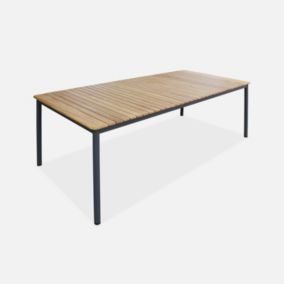 Table de jardin en bois teck. structure acier inoxydable anthracite. 8 places