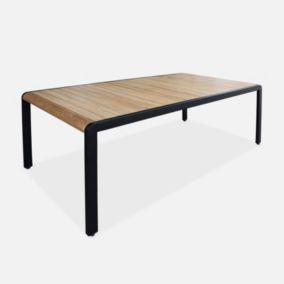 Table de jardin en bois teck. structure acier inoxydable noir. 8 places