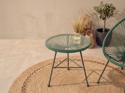 Table de jardin en fils de résine tressés - Kaki - ALIOS III de MYLIA