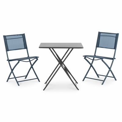 Table de jardin en métal Saba anthracite pliante 70 x 70 cm Castorama