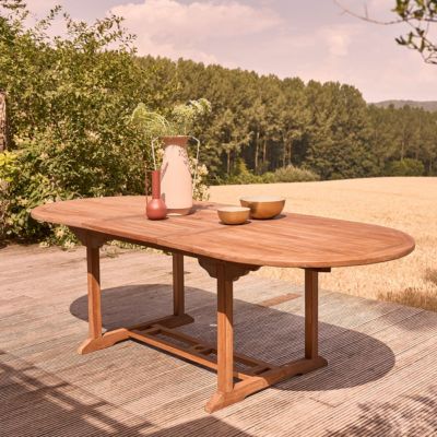 Table de jardin en teck huilé extensible 8/10 places