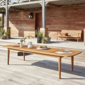 Table de jardin  en teck recyclé massif extensible 10/12 places