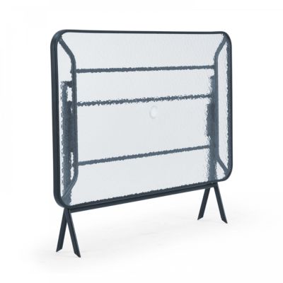 Table de jardin et 4 chaises pliantes en acier et verre noir  Oviala