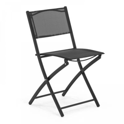 Ensemble Table Pliante + 4 Chaises Pliantes Milton & Oldbrook - Noir, Acier, Dimensions Table 80x80x70 Cm - 6