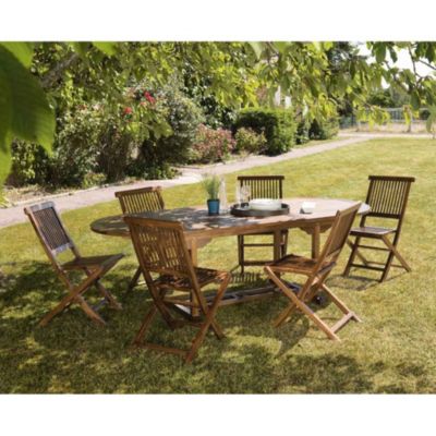 Table de jardin et chaises en teck huilé 8/10 personnes