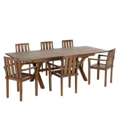 Table de jardin et fauteuils en teck huilé 8/10 personnes