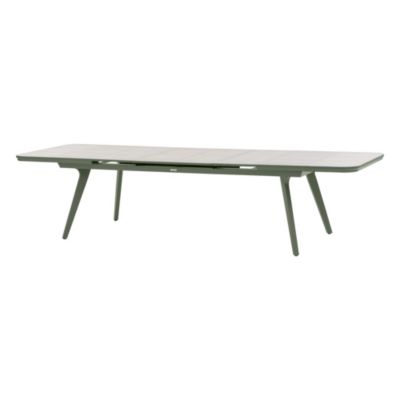 Table de jardin extensible 10-12 personnes Pulpy coloris vert Hespéride L.239/299 x l.100 x H.76,5 cm