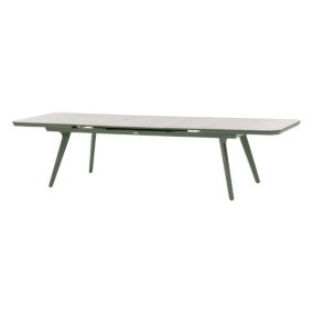 Table de jardin extensible 10-12 personnes Pulpy coloris vert Hespéride L.239/299 x l.100 x H.76,5 cm
