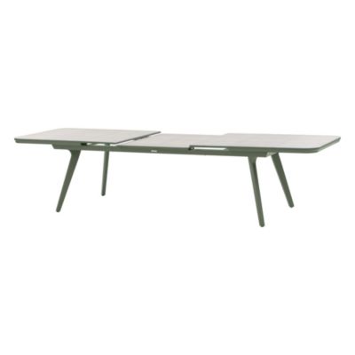 Table de jardin extensible 10-12 personnes Pulpy coloris vert Hespéride L.239/299 x l.100 x H.76,5 cm