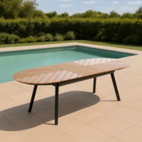 Table de jardin extensible 180/220 cm effet bois  Oviala