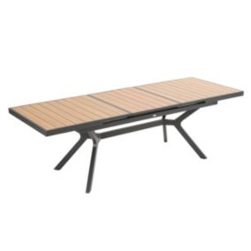 Table de jardin extensible 187/250 cm en aluminium et effet bois  Oviala