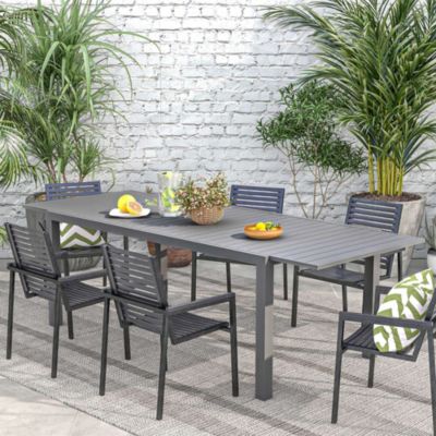 Table de jardin extensible 6-8 personnes dim. 180/240L x 94l x 73H cm alu gris