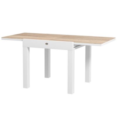 Table de jardin extensible 6 places 80/160 cm aluminium traité époxy gris clair plateau effet bois