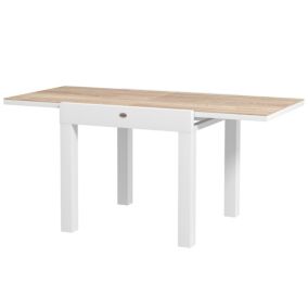 Table de jardin extensible 6 places 80/160 cm aluminium traité époxy gris clair plateau effet bois