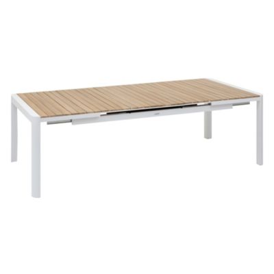 Table de jardin extensible 8-12 personnes Paradize coloris acacia et blanc Hespéride L.195/255 x l.120 x H.77 cm